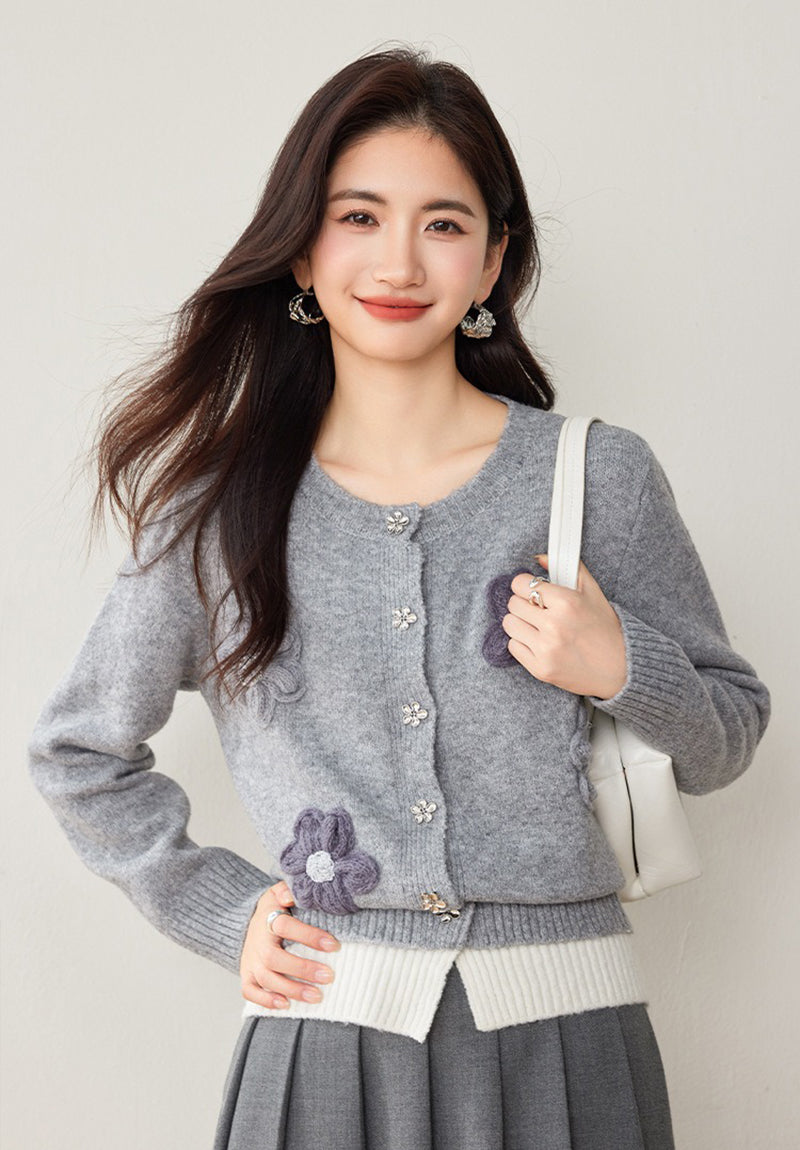 小香風花朵針織毛衣