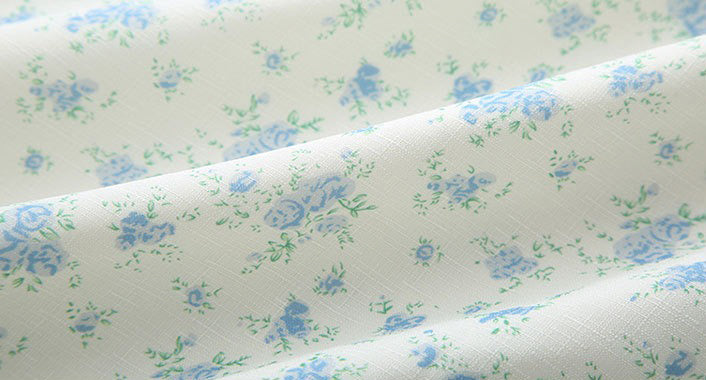 藍色碎花高腰洋裝