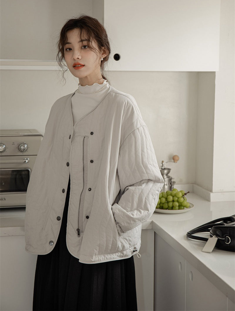 🔥雙排扣拉鍊棉服外套