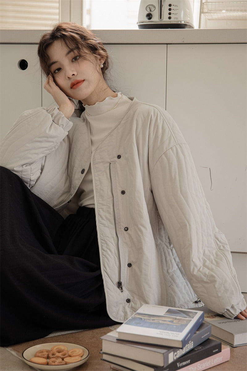 🔥雙排扣拉鍊棉服外套