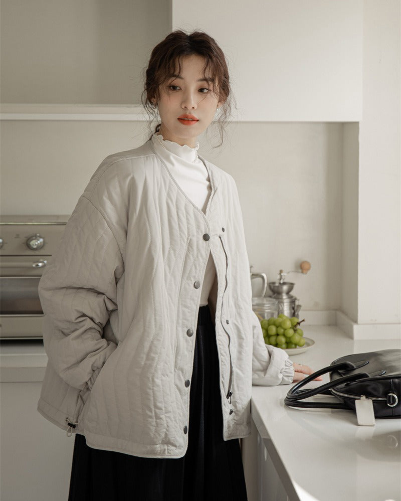 🔥雙排扣拉鍊棉服外套