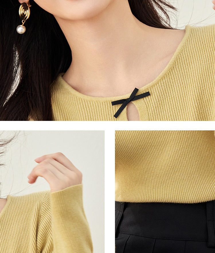 蝴蝶結鏤空針織衣