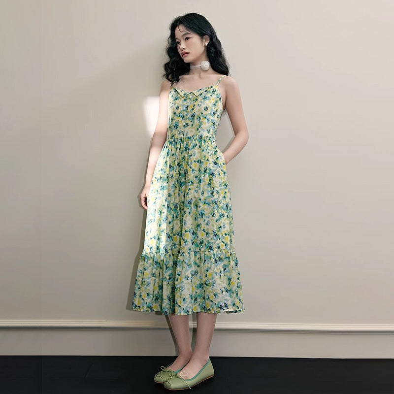 植物花卉油畫吊帶洋裝/針織衫